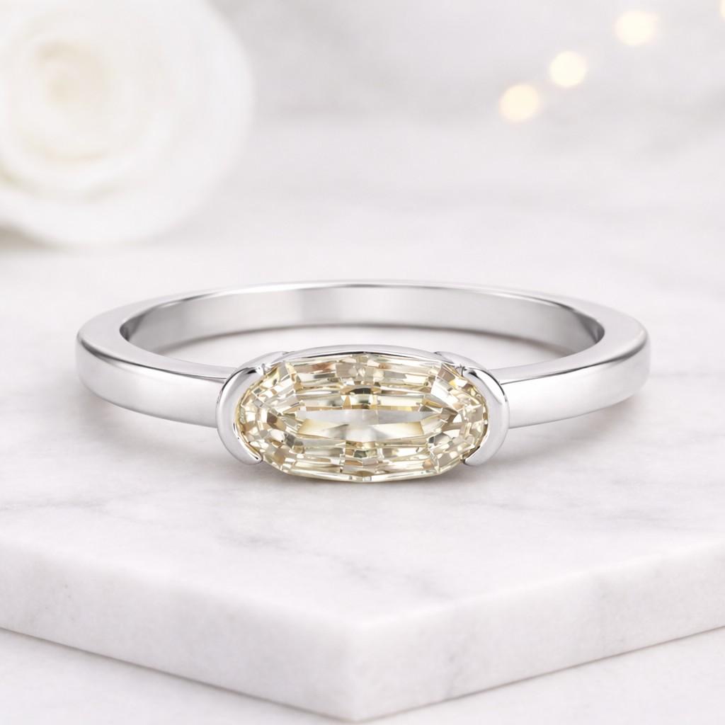champagne diamond ring yellow gemstone ring pale stone ring neutral gemstone ring soft color ring oval crystal ring