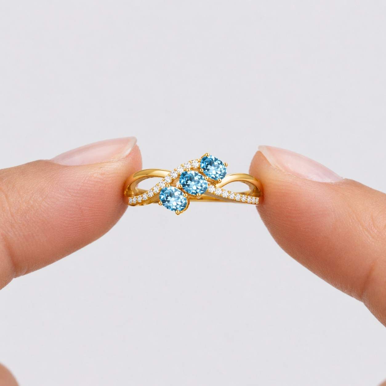 gemstone jewelry blue stone ring aqua stone ring sky blue ring openwork ring curved band ring prong set ring luxury ring bridal ring anniversary ring unique ring handmade ring artisan ring feminine ring chic ring trendy ring