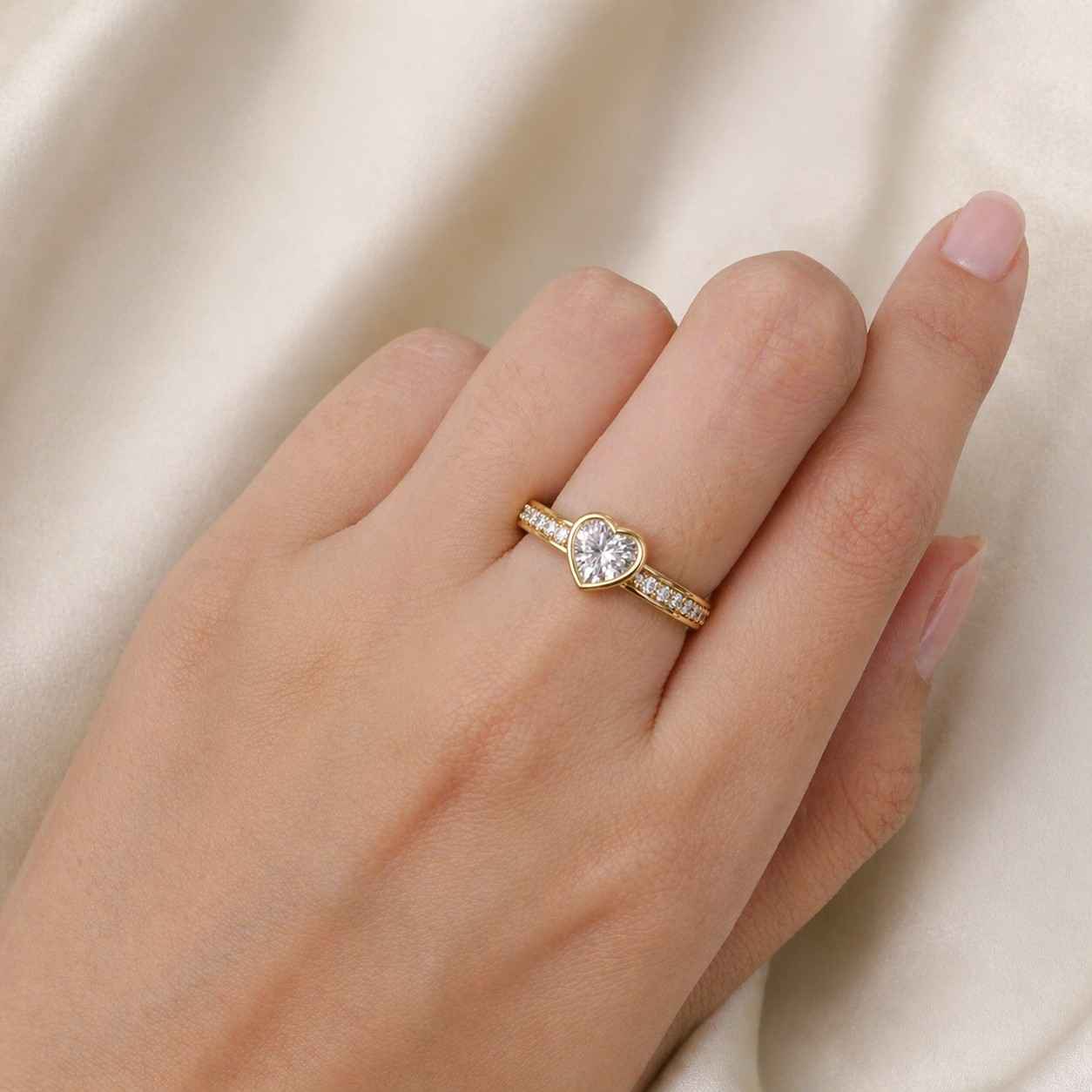 gemstone ring crystal ring precious stone ring heart diamond ring heart gemstone ring bezel diamond ring pave diamond ring bridal diamond ring engagement diamond ring