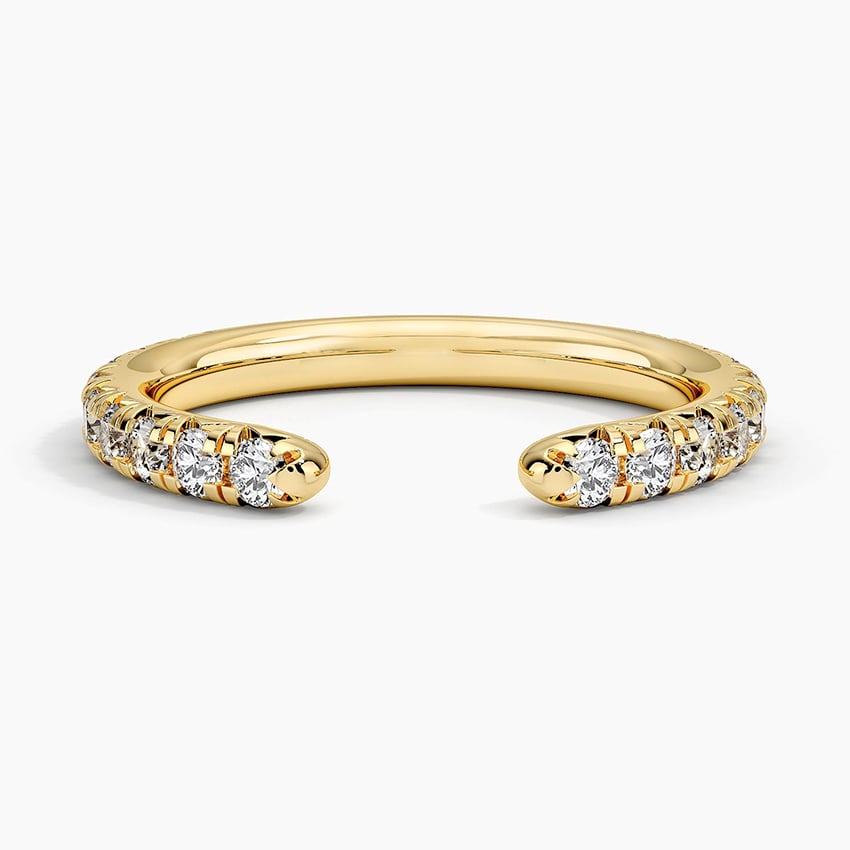 Round Cut Moissanite Diamond Open Cuff Engagement Band