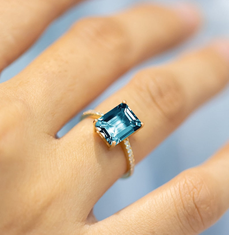 Emerald Cut Topaz Engagement Ring