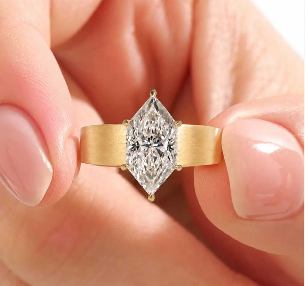 dutch marquise cut lab grown diamond solitaire engagement ring