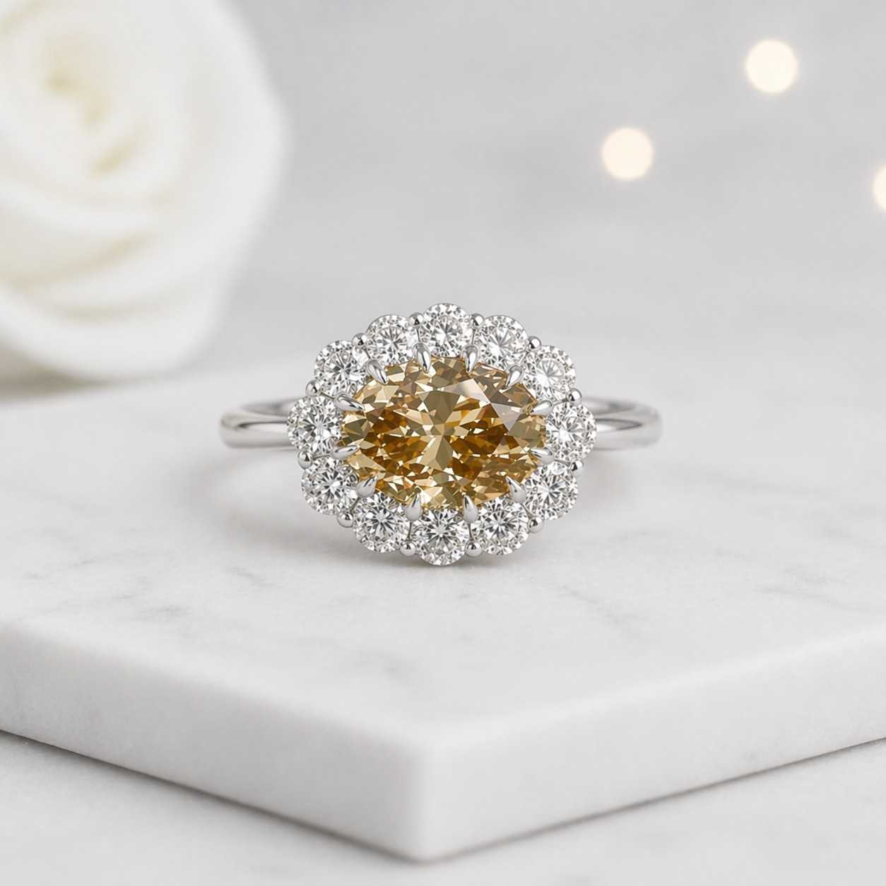 oval center ring elongated oval ring wide halo ring floral halo shape cluster halo ring scallop halo ring sunflower halo ring crown halo shape royal halo ring