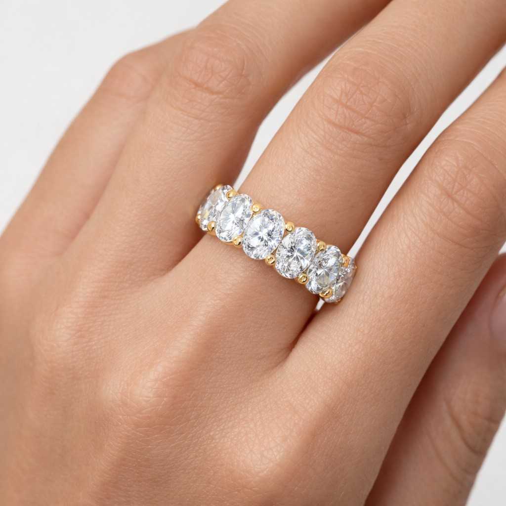 oval diamond ring rose gold ring eternity band ring wedding band ring anniversary ring engagement ring
