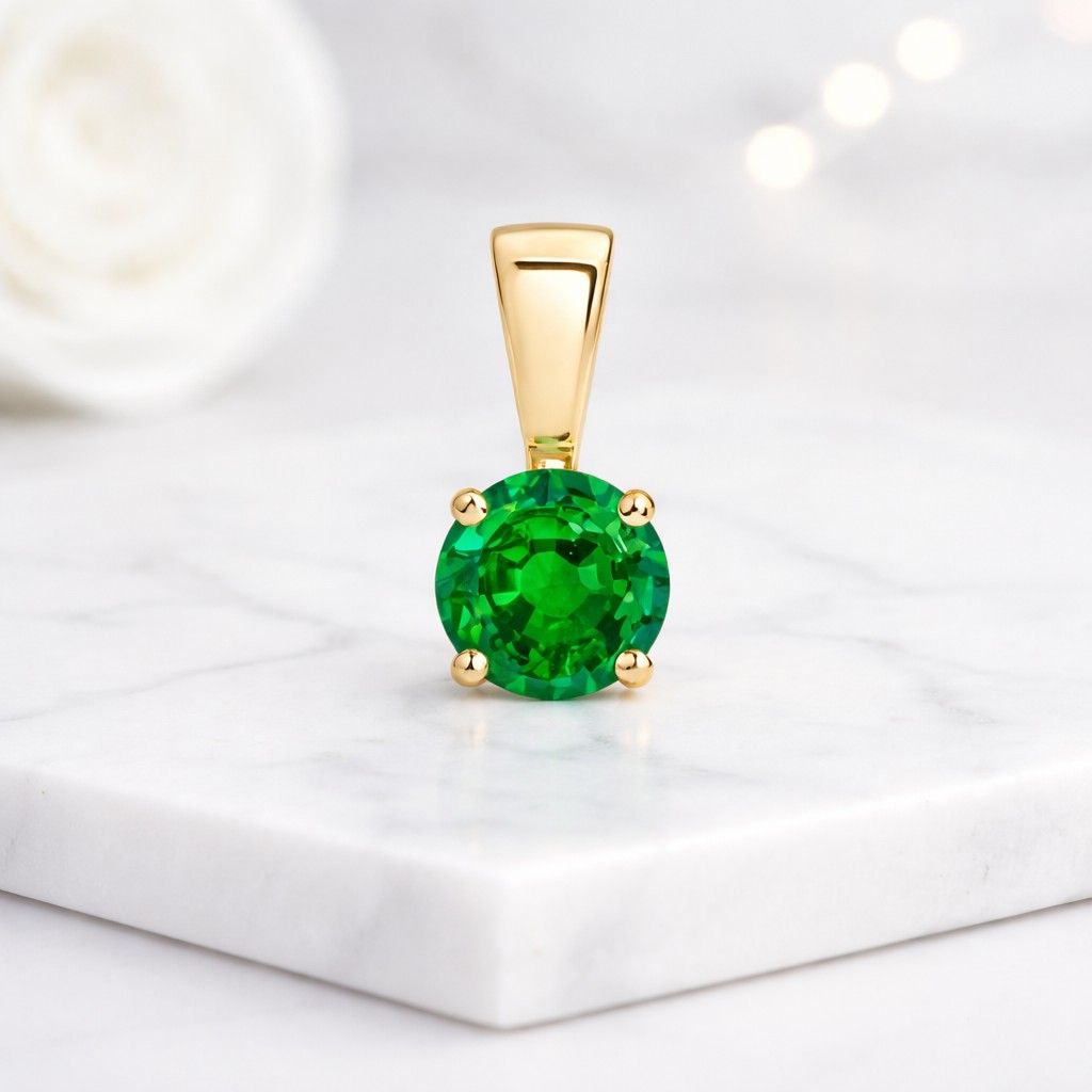 round stone necklace brilliant cut pendant faceted gemstone pendant round solitaire necklace classic round pendant round jewelry gift circular pendant