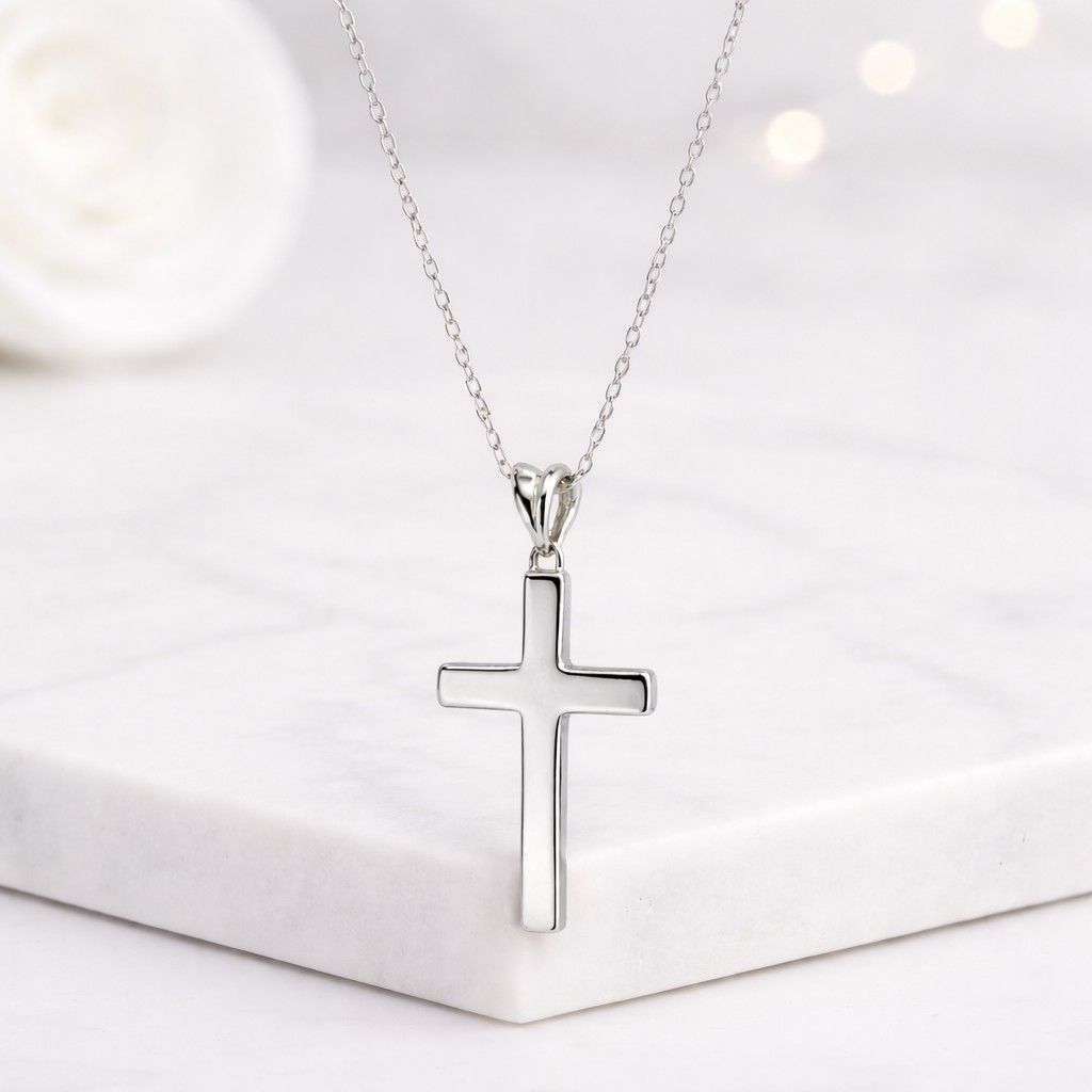 sterling silver cross 925 silver cross platinum cross silver cross pendant silver faith necklace silver religious jewelry silver chain necklace silver pendant necklace silver christian gift silver memorial necklace