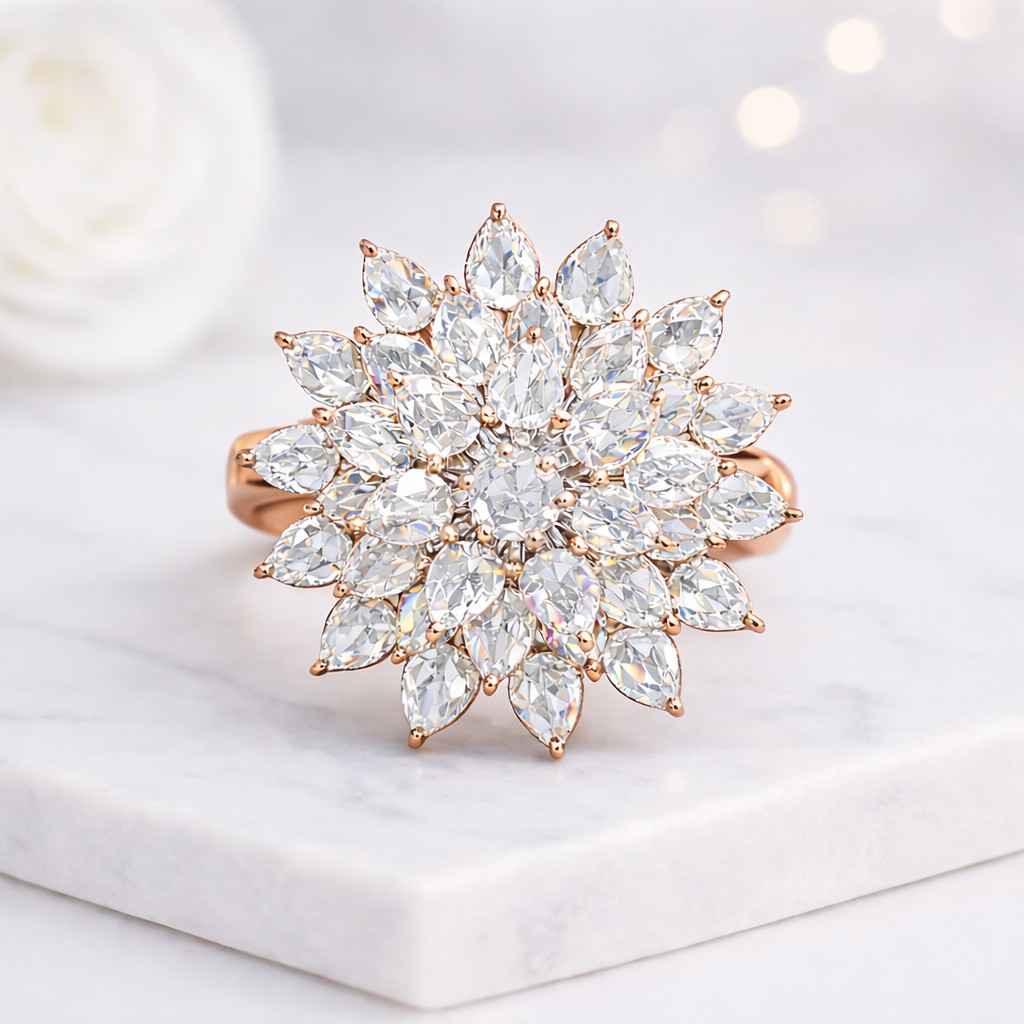 sterling silver ring 925 silver ring platinum ring silver flower ring platinum flower ring silver statement ring platinum statement ring silver cocktail ring platinum cocktail ring silver bridal ring