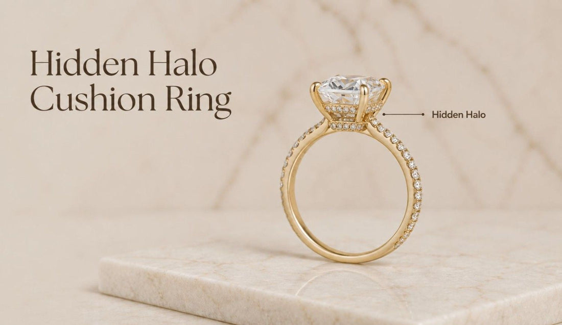 Hidden Halo Cushion Rings