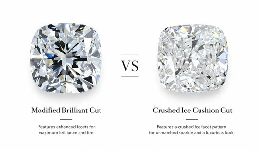 Modified Brilliant Cut vs Crushed Ice Cushion Cut Diamonds
