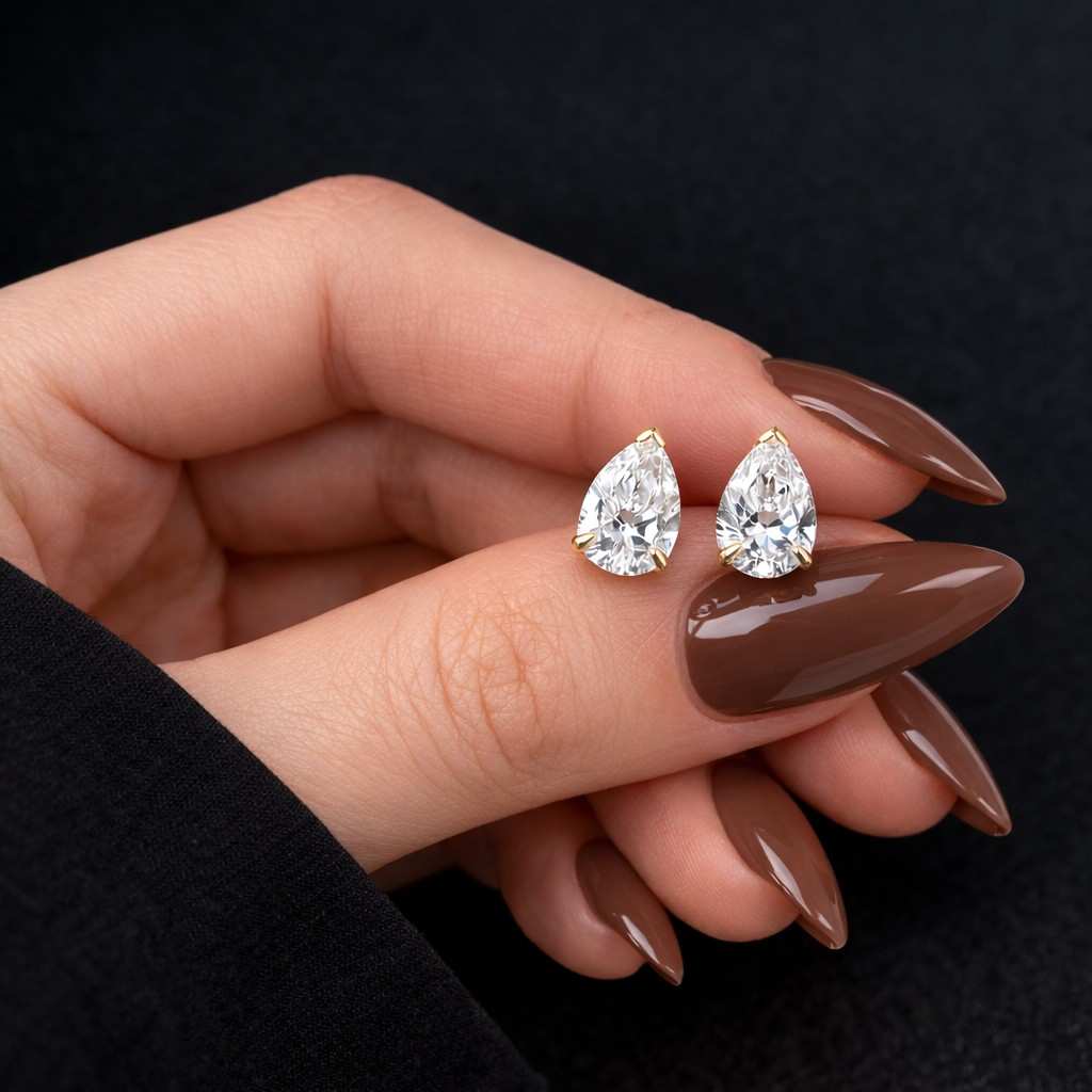 0.5 ct earrings half carat studs petite stone earrings small pear studs delicate stone earrings subtle sparkle earrings
