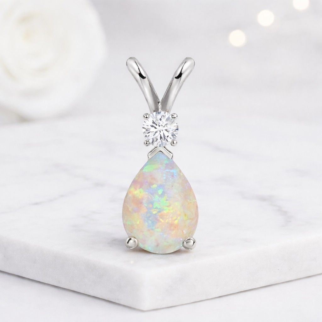 0.5 ct pendant half carat pendant small carat necklace petite gemstone pendant delicate stone pendant tiny opal pendant