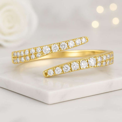 0.80Ct Round Cut Promise Ring Dainty Bypass Round Diamond Anniversary Ring Two Stone Forever Us Lab Grown Diamond Ring, Minimalist Ring