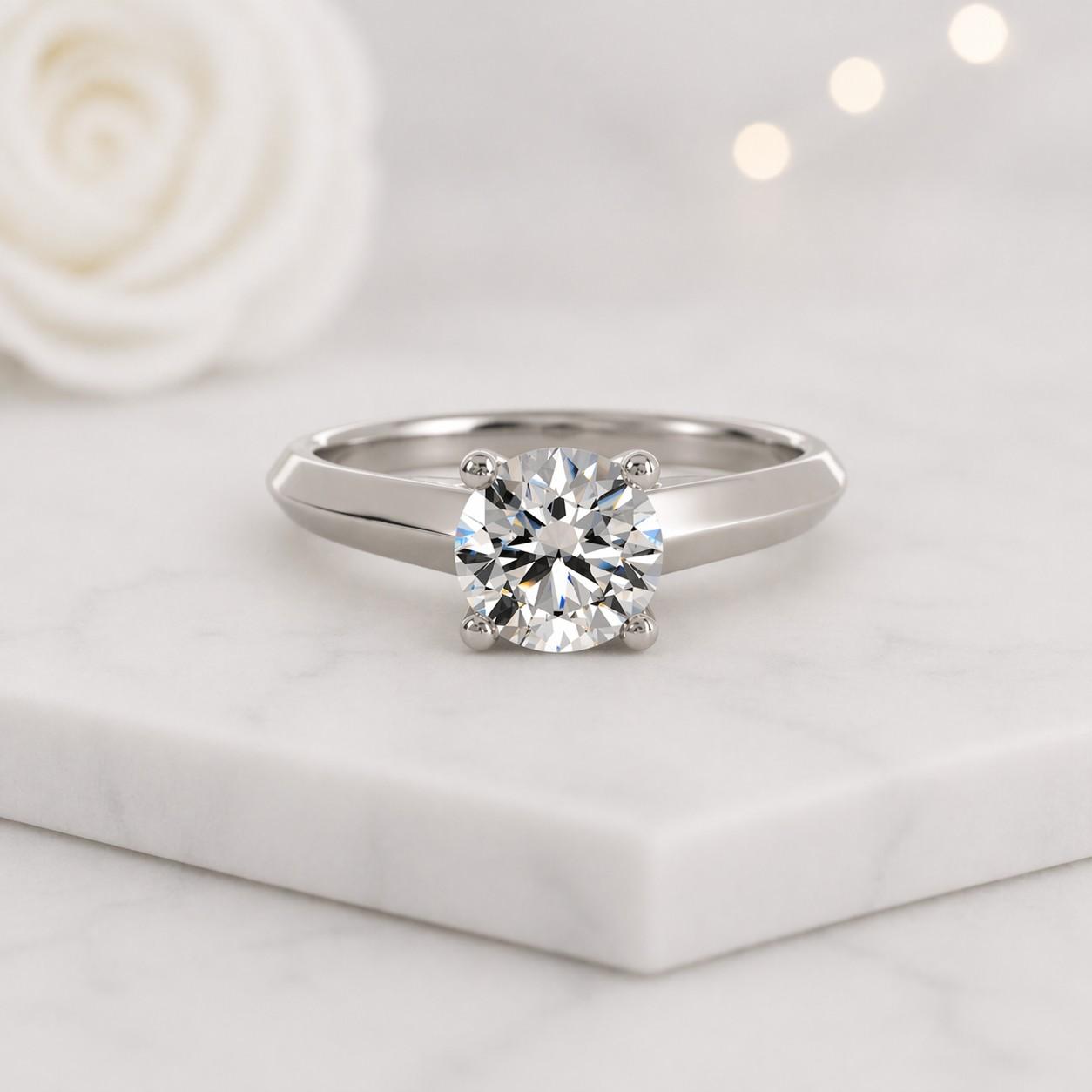 1.00 ctw round lab diamond 14k gold solitaire engagement ring
