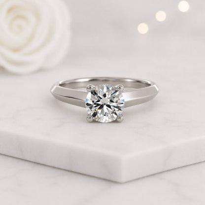 1.00 CTW Round Lab Diamond 14k Gold Solitaire Engagement Ring
