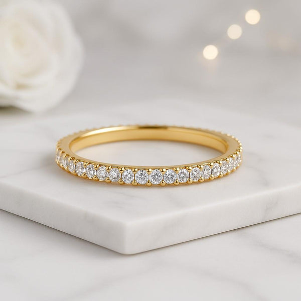 1.50 CT Round Cut Moissanite Solitaire Engagement Ring With 3mm Wide Gold Band Cigar Band Classic Wedding Ring Set Spaced Gap Ring Set