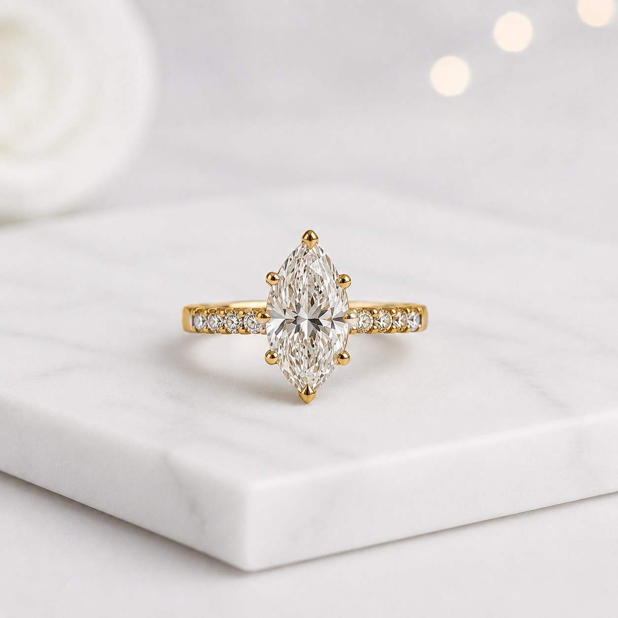 1.5CT IGI Certified Marquise Cut Lab Grown Diamond Engagement Ring 14K Yellow Gold Nature Inspired Leaf Design Bridal Jewelry Promise Gift
