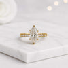 Marquise Cut Lab Grown Diamond 14K Yellow Gold Pavé Engagement Ring
