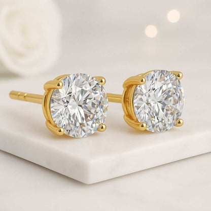1.80 CT Round Cut Diamond Stud Earrings  Natural HPHT Earth-Mined Diamonds  925 Silver with 14K Rose Gold Plating  Screw Back Studs