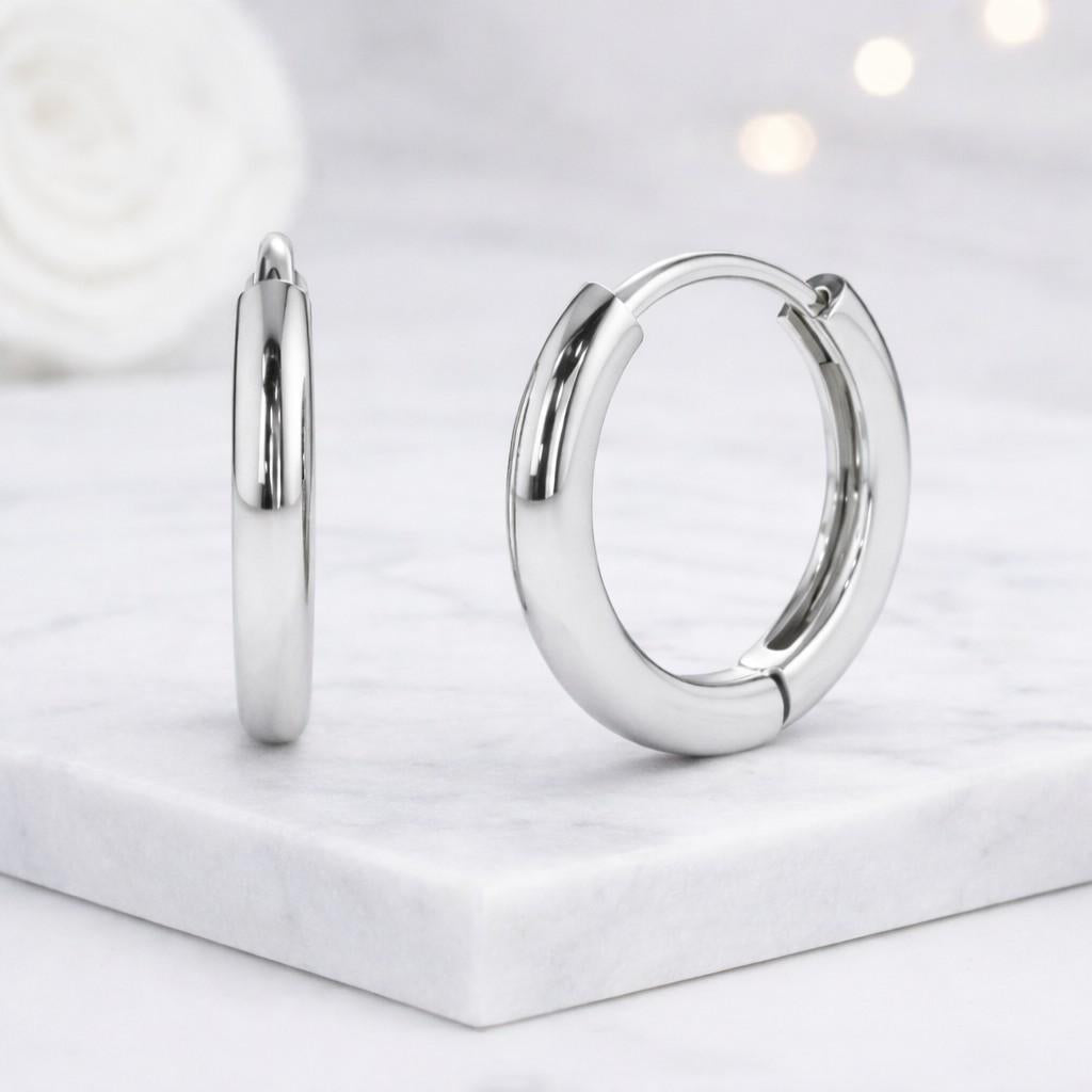 10K Solid Gold Round Small Hoop Earrings
