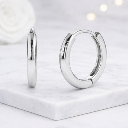 10K Solid Gold Round Small Hoop Earrings