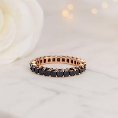 10k Gold Black Diamond Eternity Wedding Band