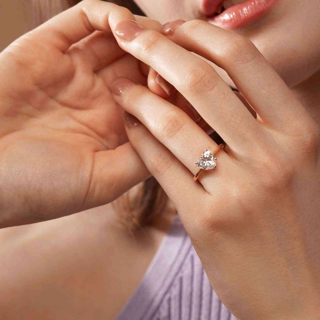 Oval Solitaire Diamond Engagement Ring with Pavé Band by Sami Jewels, Premium 925 Sterling Silver Ring