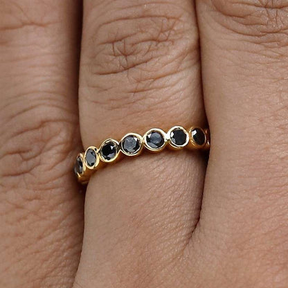 10k Yellow Gold Bezel Set Black Ring For Mens