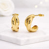 Gold Twisted Hoop Stud Earrings