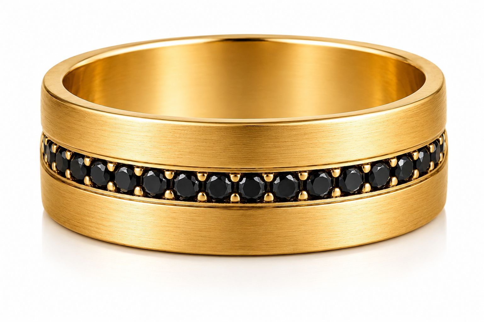 14K Black Round Cut Diamond Mens Bands