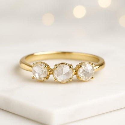 14K Dainty Gold Ring, Minimalist Gold Ring, Hammered Gold Ring