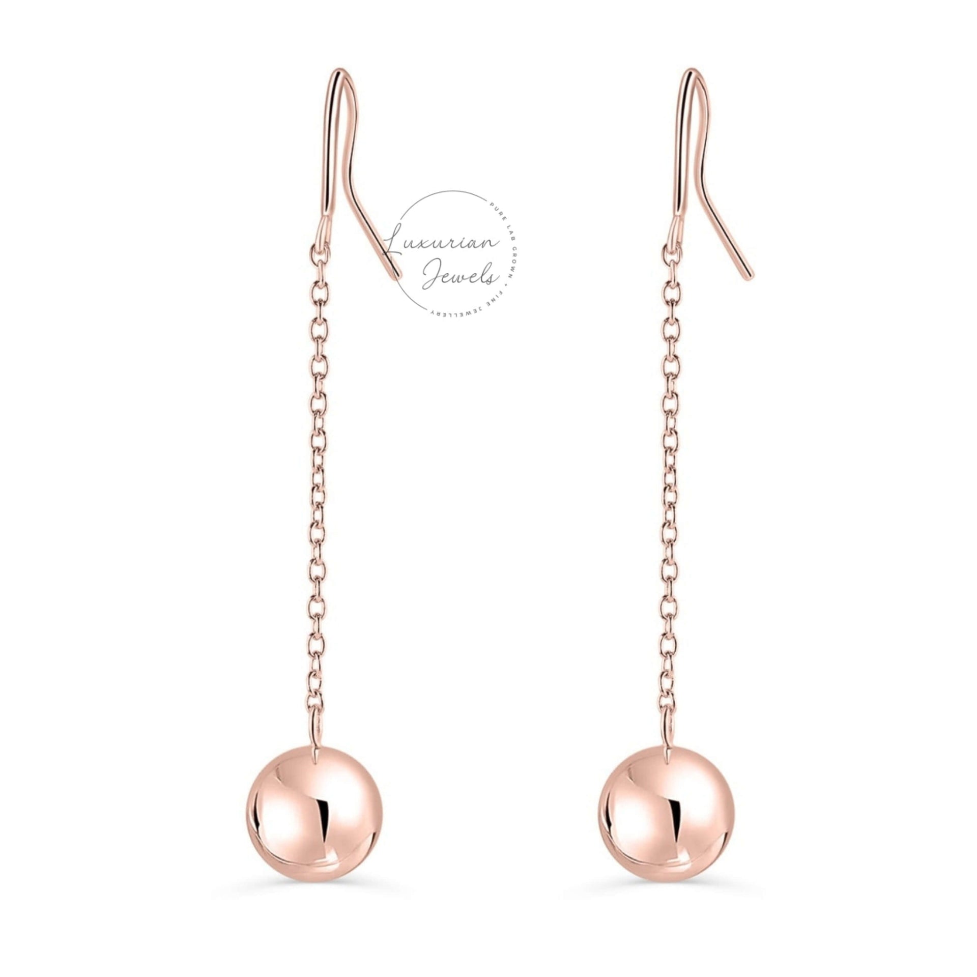 14K Gold Ball Chain Drop Dangle Earrings