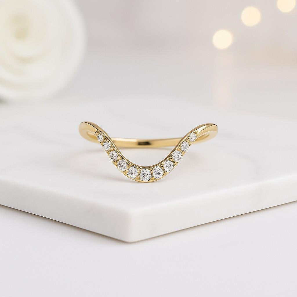 14K Gold Connected Linked Ring Two Tone Spinner Band Stacker Jewelry