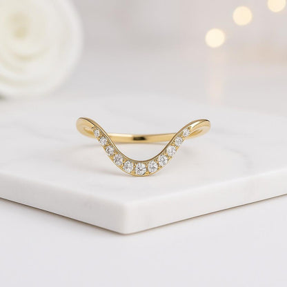 14K Gold Connected Linked Ring Two Tone Spinner Band Stacker Jewelry