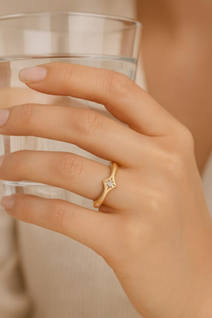 14K Gold Connected Spinner Ring Two Tone Linked Band Stacking Ring