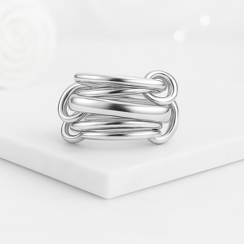 14K Gold Connected Stacker Gold Linked Spinner Ring Two 