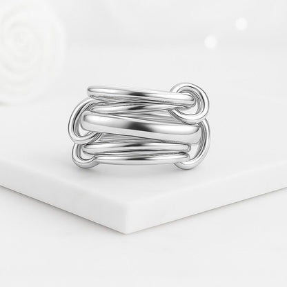 14K Gold Connected Stacker Gold Linked Spinner Ring Two 