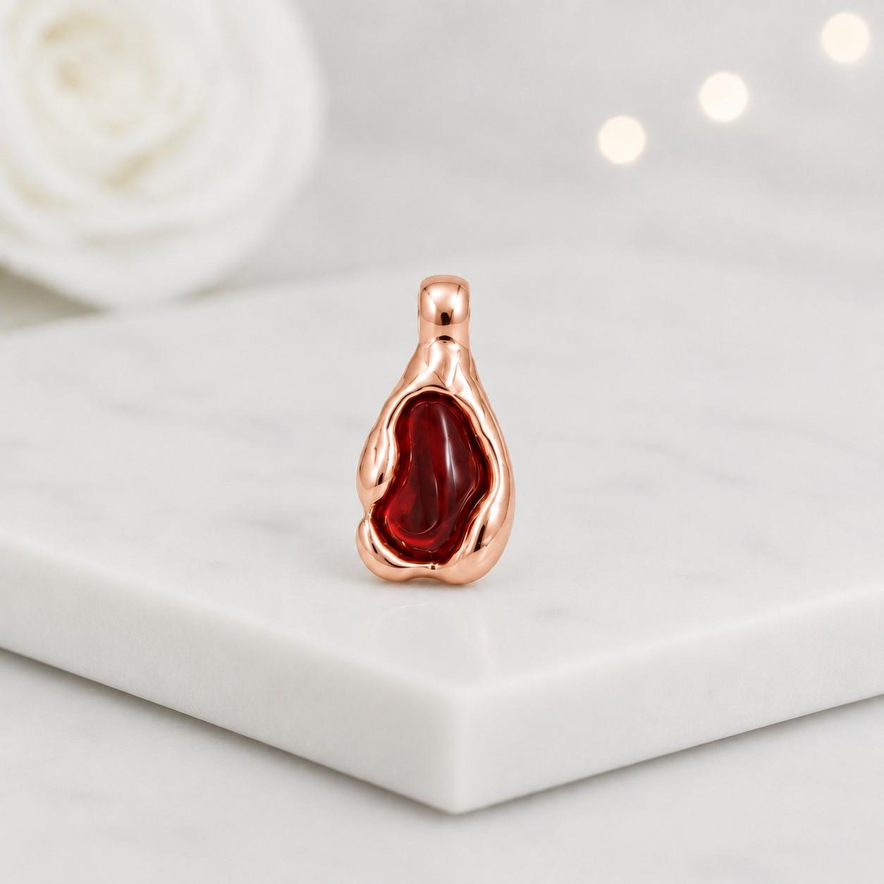 14k gold garnet teardrop necklace pendant, january birthstone necklace, genuine red garnet necklace with minimalist pendant
