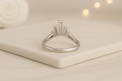 14K Gold Graduating Baguette Diamond Nesting Wedding Ring
