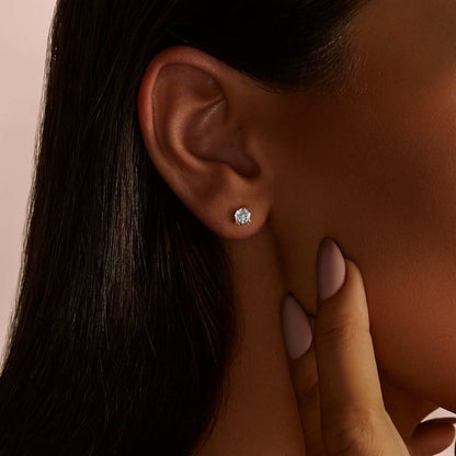 14K Gold Lab Diamond Stud Earrings CVD Brilliant Cut Diamond Studs Classy Round Diamond Studs