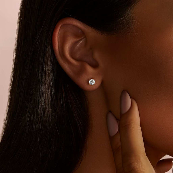 14K Gold Lab Diamond Stud Earrings CVD Brilliant Cut Diamond Studs Classy Round Diamond Studs