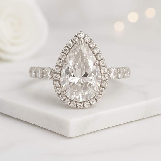 14K Gold Lab Grown Diamond Wedding Band  Seven Stone Eternity Ring