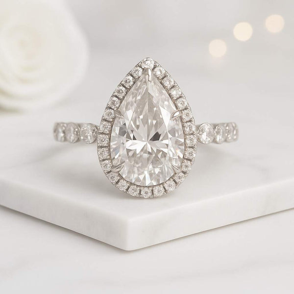 14K Gold Lab Grown Diamond Wedding Band  Seven Stone Eternity Ring