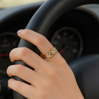 14K Gold Linked Spinner Ring Two Tone Interlocking Band Stackable Gold Ring