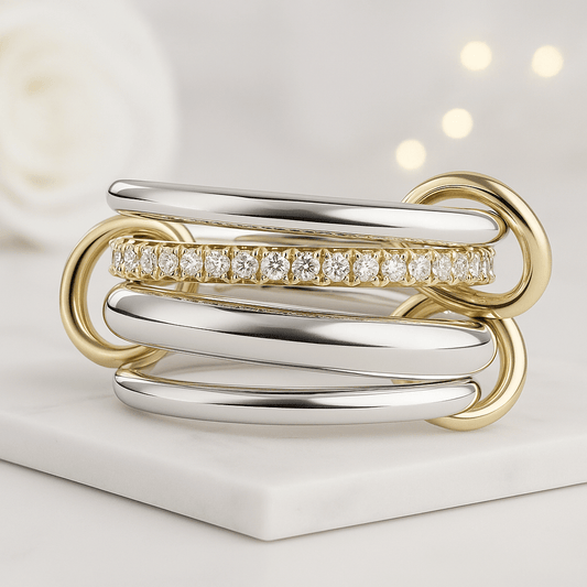 925 Sterling Silver Multi Link Connected Ring