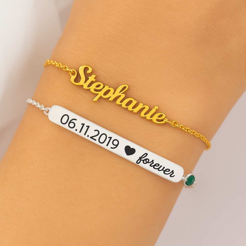 14K Gold Name Bracelet for Her Dainty Layering Bracelet Gifts for Mom