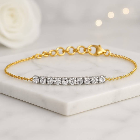 14K Gold Pave Paperclip Chain Bracelet Minimalist Cross Over Bracelet for Women