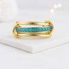 14k Yellow Gold Turquoise Linked Ring