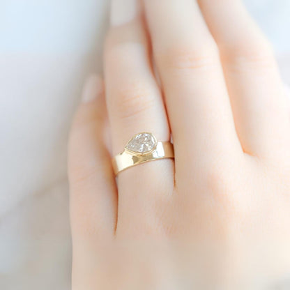 14K Pear Cut Lab Grown Diamond Wedding Band