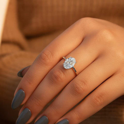 14K Rose Gold Diamond Hidden Halo Proposal Ring  Slim Gold Ring