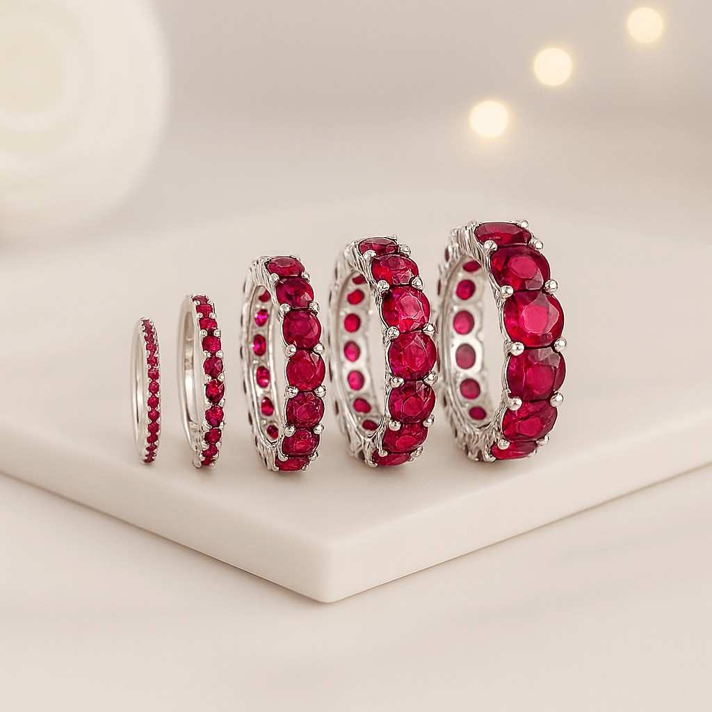 14K Solid Gold Baguette Eternity Ring Minimalist Wedding Band for Women
